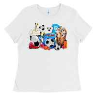 White Soccer Coffee Cups Ladies Tee - FaDigitalArtStudio