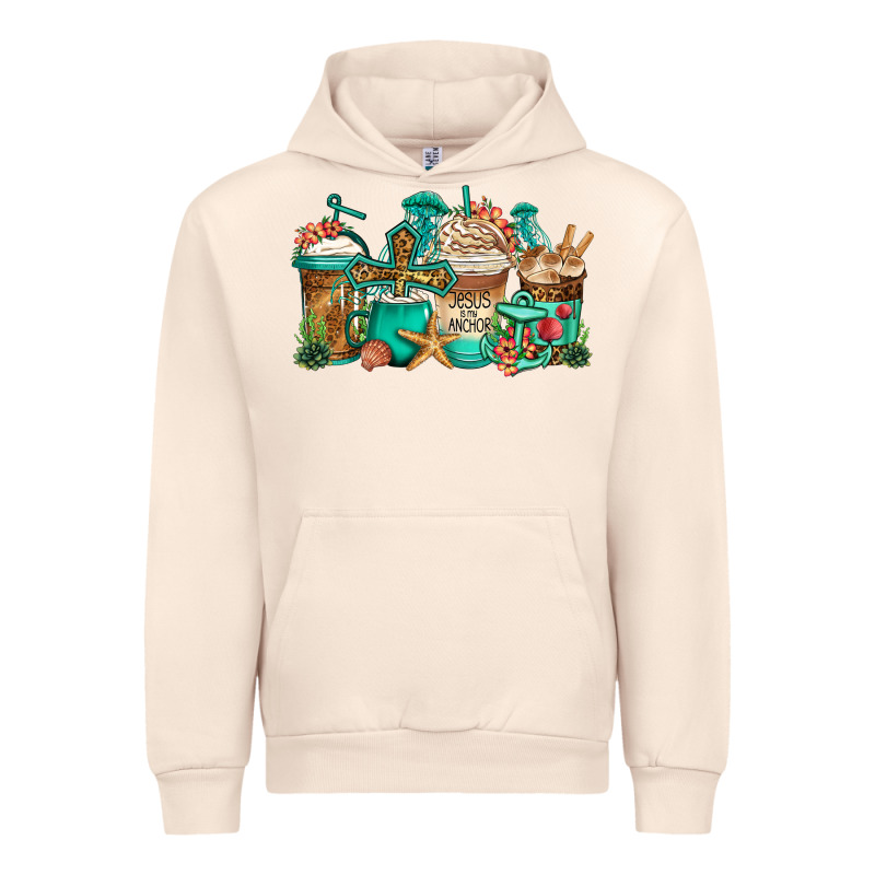Jesus Is My Anchor Coffee Cups Urban Hoodie by Jasminsmagicworld | Teevron