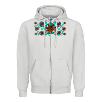Dove Grey cowhide leopard sunflower gemstone Zipper Hoodie - JahusDesignShop