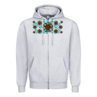 Heather Grey cowhide leopard sunflower gemstone Zipper Hoodie - JahusDesignShop