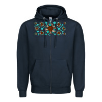 Navy cowhide leopard sunflower gemstone Zipper Hoodie - JahusDesignShop
