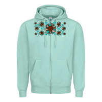 Seafoam cowhide leopard sunflower gemstone Zipper Hoodie - JahusDesignShop