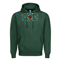 Sports Green cowhide leopard sunflower gemstone Zipper Hoodie - JahusDesignShop