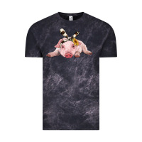 Cloud Black baby pig with cowhide ribbon Vintage Tee - RanaPortraitStore