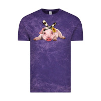 Cloud Purple baby pig with cowhide ribbon Vintage Tee - RanaPortraitStore