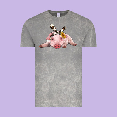 Baby Pig With Cowhide Ribbon Vintage Tee Designed By Ranaportraitstore