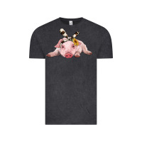 Vintage Black baby pig with cowhide ribbon Vintage Tee - RanaPortraitStore