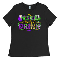 Black This girl needs a drink Ladies Tee - FaDigitalArtStudio