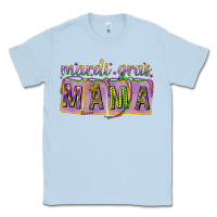 Dusty Blue Mardi gras mama with beads mother's day Classic Tee - HowdyJamesFarm