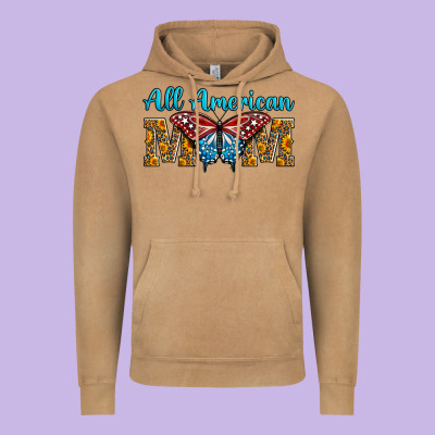 All American Mom Butterfly Vintage Hoodie Designed By Lillyallendesigns
