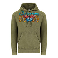Vintage Olive All American Mom Butterfly Vintage Hoodie - LillyAllenDesigns