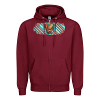 Burgundy cow floral Zipper Hoodie - JahusDesignShop