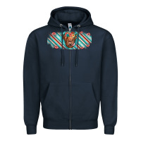 Navy cow floral Zipper Hoodie - JahusDesignShop