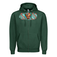 Sports Green cow floral Zipper Hoodie - JahusDesignShop