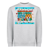 Heather Grey birthday boy to level up Heavyweight Sweatshirt - JahusDesignShop