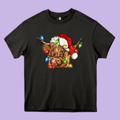 Christmas Heifer Cow Heavy Core Tee Designed By Cowgirlartshop