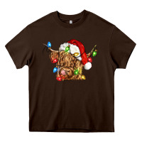 Chocolate Brown christmas heifer cow Heavy Core Tee - CowGirlArtShop