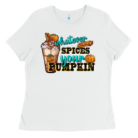 White whatever spice your pumpkin coffee cup Ladies Tee - FaDigitalArtStudio