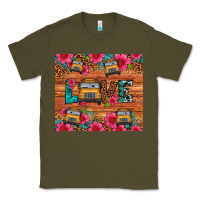 Army Green love school bus leopard Classic Tee - Artiststas