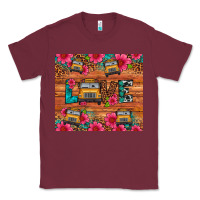 Burgundy love school bus leopard Classic Tee - Artiststas