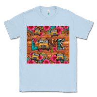 Dusty Blue love school bus leopard Classic Tee - Artiststas