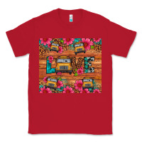 Red love school bus leopard Classic Tee - Artiststas