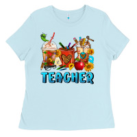 Baby Blue Teacher Coffee Cups Ladies Tee - FaDigitalArtStudio
