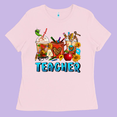 Teacher Coffee Cups Ladies Tee Designed By Fadigitalartstudio