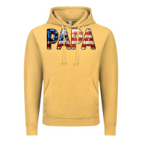 Vintage Mustard American Flag Papa 4th of July Vintage Hoodie - LillyAllenDesigns