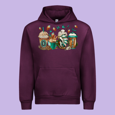 Indian Headdress Coffee Cups Urban Hoodie Designed By Jasminsmagicworld