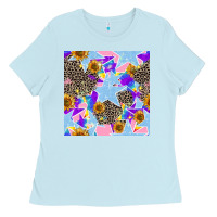 Baby Blue stars and sunflowers seamless pattern Ladies Tee - FaDigitalArtStudio