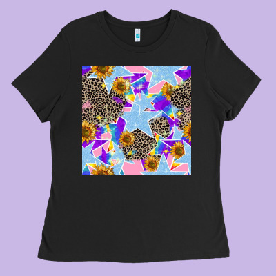 Stars And Sunflowers Seamless Pattern Ladies Tee Designed By Fadigitalartstudio