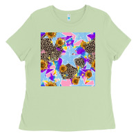 Matcha stars and sunflowers seamless pattern Ladies Tee - FaDigitalArtStudio