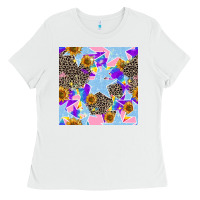 White stars and sunflowers seamless pattern Ladies Tee - FaDigitalArtStudio