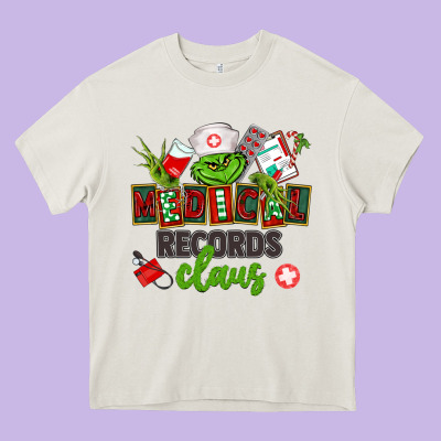 Medical Records Claus Heavy Core Tee Designed By Cowgirlartshop