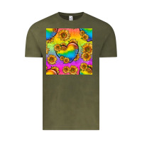 Vintage Olive Pride lgbtq leopard hearts and sunflowers seamless Vintage Tee - BundleAndBundleShop