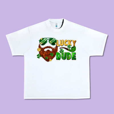 Lucky Dude Saint Patrick's Bearded Man Urban Heavy Tee Designed By Fadigitalartstudio