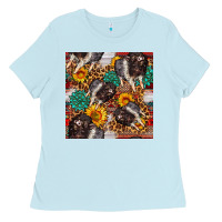 Baby Blue baby hampshire pig sunflowers seamless pattern Ladies Tee - FaDigitalArtStudio