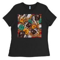 Black baby hampshire pig sunflowers seamless pattern Ladies Tee - FaDigitalArtStudio