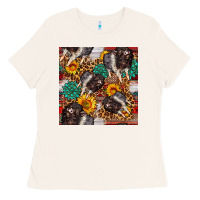 Bone baby hampshire pig sunflowers seamless pattern Ladies Tee - FaDigitalArtStudio