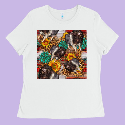 Baby Hampshire Pig Sunflowers Seamless Pattern Ladies Tee Designed By Fadigitalartstudio