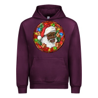 Mauve Wine Black Santa Christmas Urban Hoodie - RanaPortraitStore