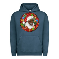 Pigment Midnight Navy Black Santa Christmas Urban Hoodie - RanaPortraitStore