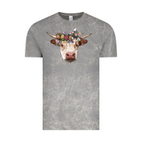 Cloud Rock hereford cow with floral headband Vintage Tee - RanaPortraitStore