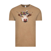 Hereford Cow With Floral Headband Vintage Tee | Teevron