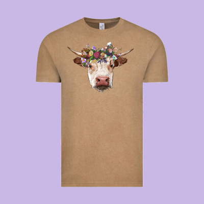 Hereford Cow With Floral Headband Vintage Tee Designed By Ranaportraitstore