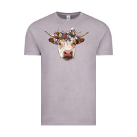 Vintage Zinc hereford cow with floral headband Vintage Tee - RanaPortraitStore