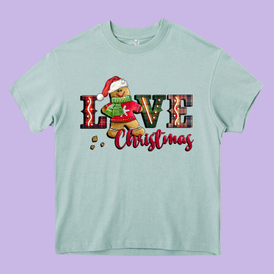 Love Christmas Gingerbread Heavy Core Tee Designed By Cowgirlartshop