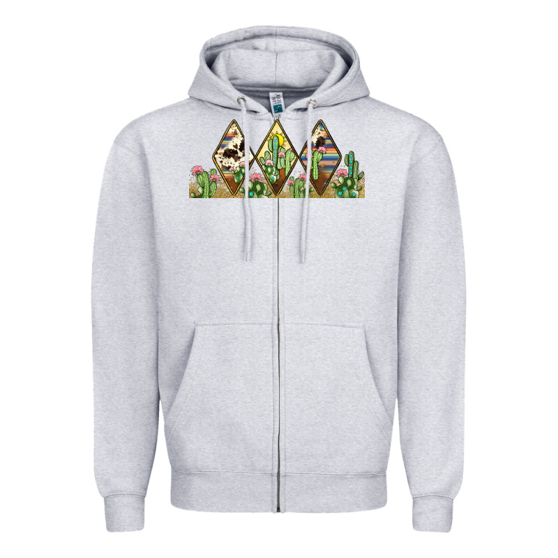 Cactus Cowhide Serape Zipper Hoodie by JahusDesignShop | Teevron