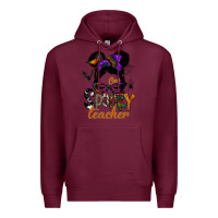Burgundy one spooky teacher Premium Hoodie - SublimationCraftShop
